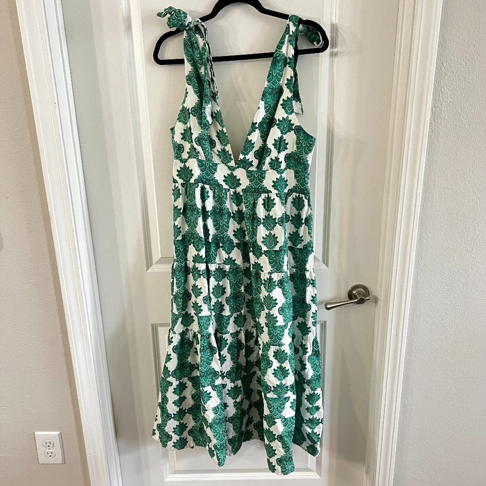 House of Harlow 1960 Tropical Tiered Dress Size L Color Green White